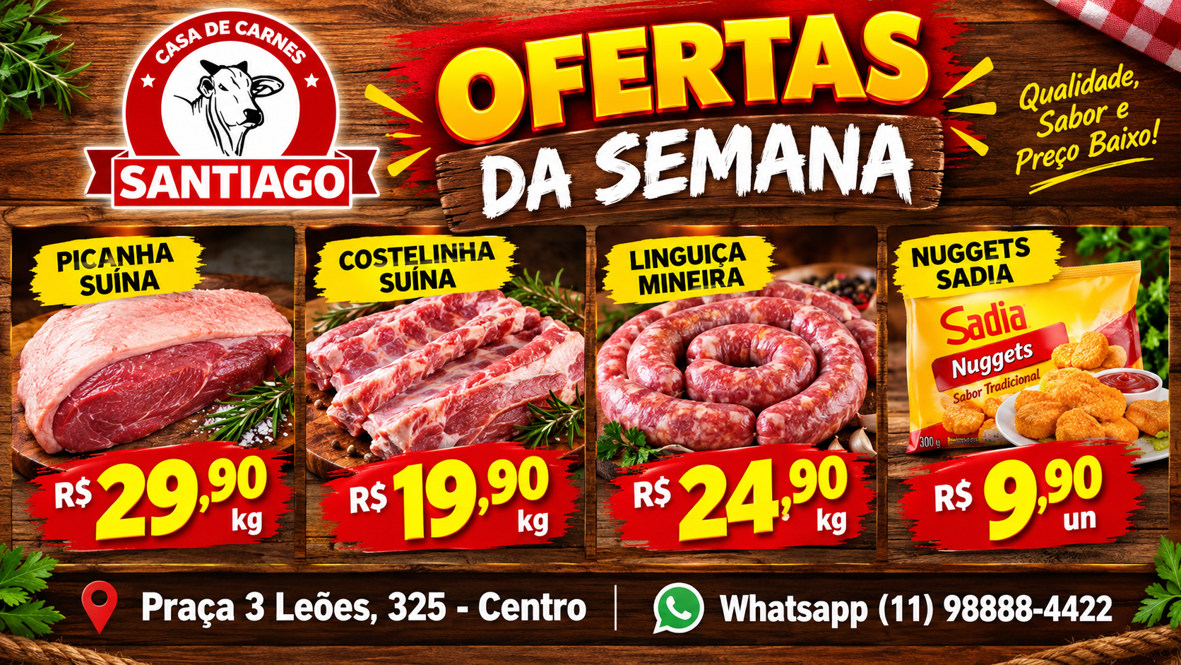 Modelo Ofertas da Semana Açougue Madeira e Churrasco